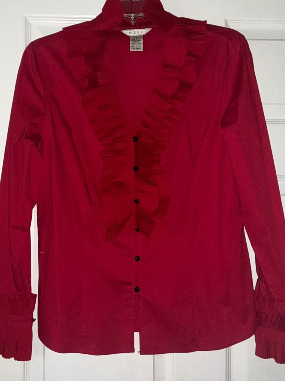 NEXX New York dark red button-down blouse, size S
